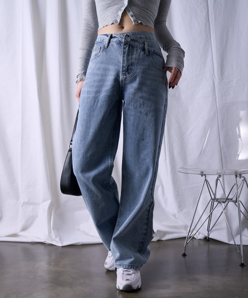 Ada. ジーンズ デニム デニムパンツ ウエストクロス ストレート デニム