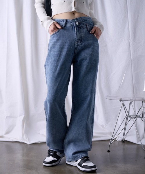 Ada. ジーンズ デニム デニムパンツ ウエストクロス ストレート デニム