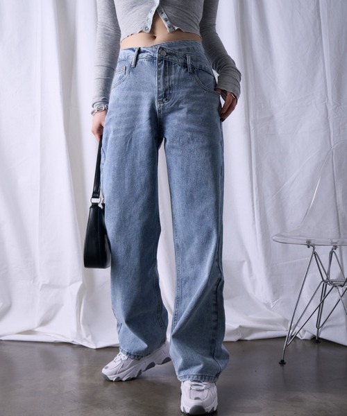 Ada. ジーンズ デニム デニムパンツ ウエストクロス ストレート デニム