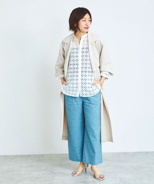 le.coeur blanc シャツ ブラウス カットワークレースシャツ