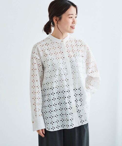 ブラウス シャツ カットワークレース シャツ レディース Chez toi ブラウス シャツ カットワークレースブラウス