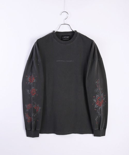 Ed Hardy tシャツ EdHardy ピグメント加工ロンTEE メンズ
