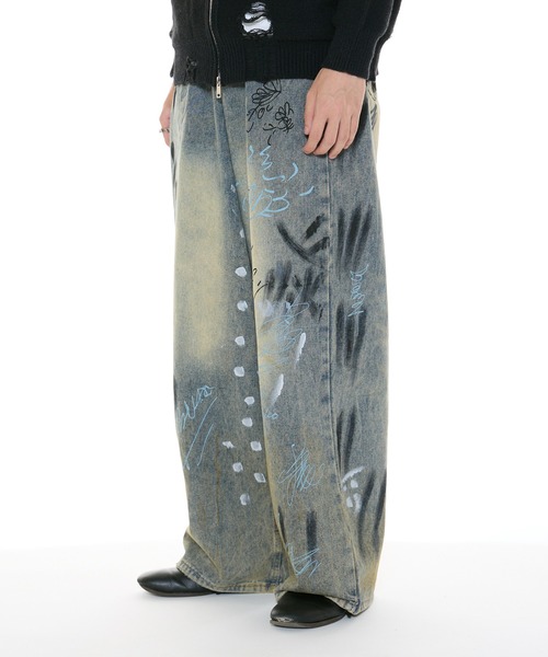 Theater code ジーンズ washed paint denim pants / ウォッシュ