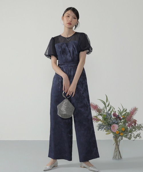 Kana パンツドレス チュール パフスリーブ ワイドパンツ