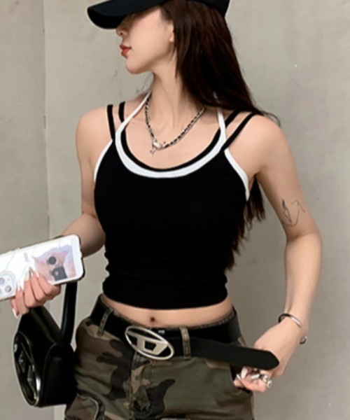 キャミソール クロスホルターネックスリムキャミソール : ZOZOTOWN