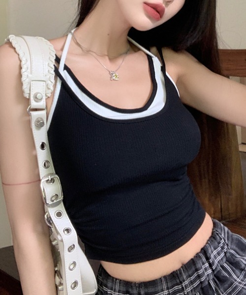 キャミソール クロスホルターネックスリムキャミソール : ZOZOTOWN