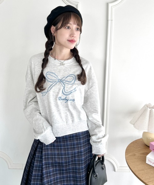 ルーズシルエット リボン刺繍スウェット chuclla｜リボン刺繍ルーズスウェット FQ24S026【Fano Studios