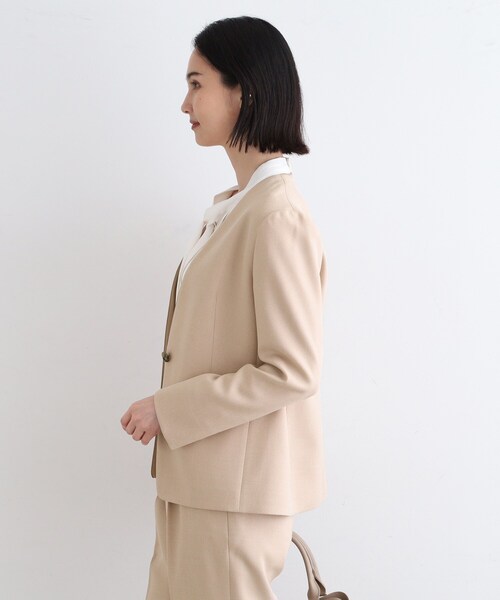 indivi ワールド　スーツ　ベージュ　レディース INDIVI（インディヴィ） スーツ 「洗える／UVケア／定番スーツ」ウール