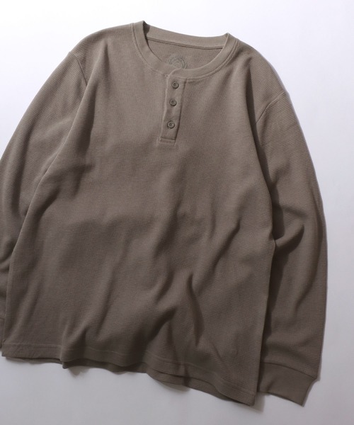 CARRER ヘンリーネック　ワッフル ブラウン CARRER ヘンリーネック ワッフル ブラウン