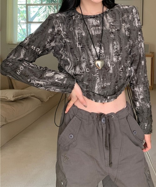 LYEON（リヨン） tシャツ サイドドロストクロップドトップス