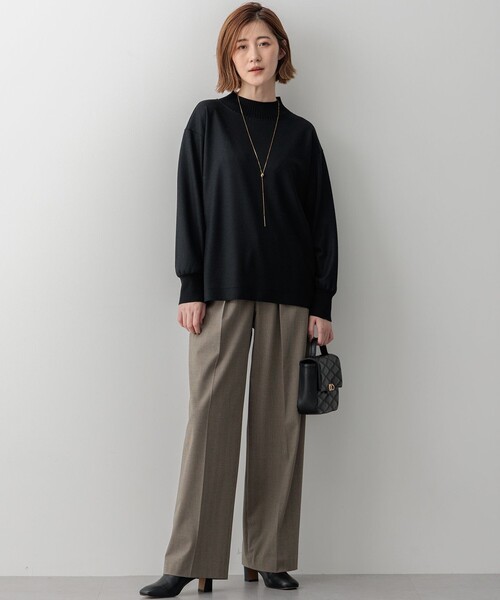 tシャツ 「洗える」ウールミルドジャージー リブデザイン カットソー レディース 23区 tシャツ 「洗える」ウールミルドジャージー リブデザイン
