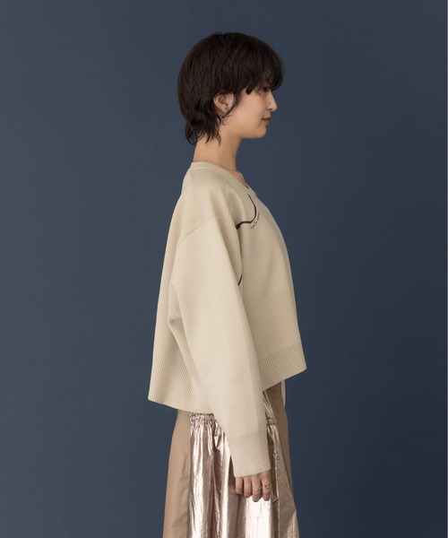 Eimee Law ニット 刺繍＆プリントクロップドニット レディース 