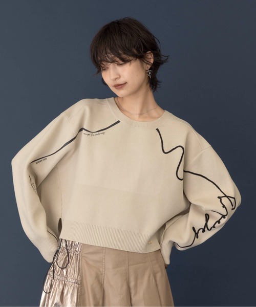 Eimee Law ニット 刺繍＆プリントクロップドニット レディース 