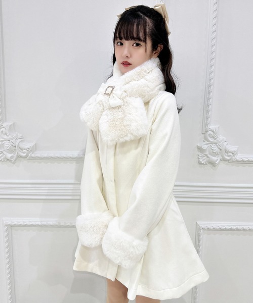 re-j ファー付きコート リボン ロジータ ROJITA ファーティペット付きトリプルリボンコート