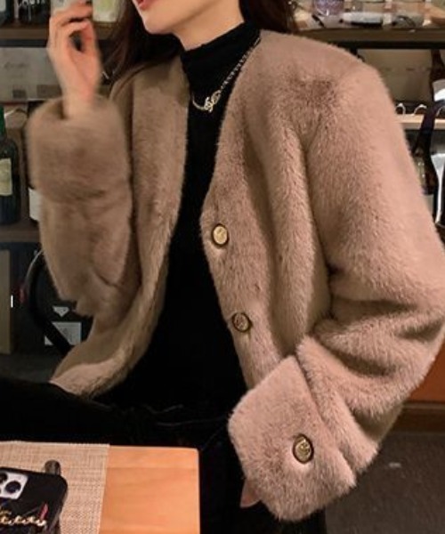 deux amour ジャケット テーラードジャケット 前ボタンVネックエコ