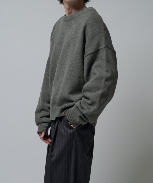 Lui's セーター ニット クロップドクルーネックニット メンズ