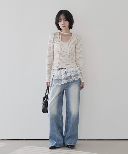 UNE MANSION スカート レースリボンチュールベルトラップ