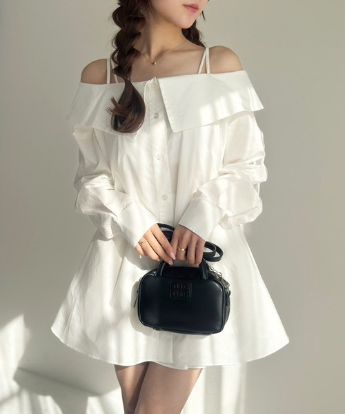 ブラウス シャツ オフショル5分袖マルチWAYシャツ レディース one after another NICE CLAUP ブラウス シャツ マルチway