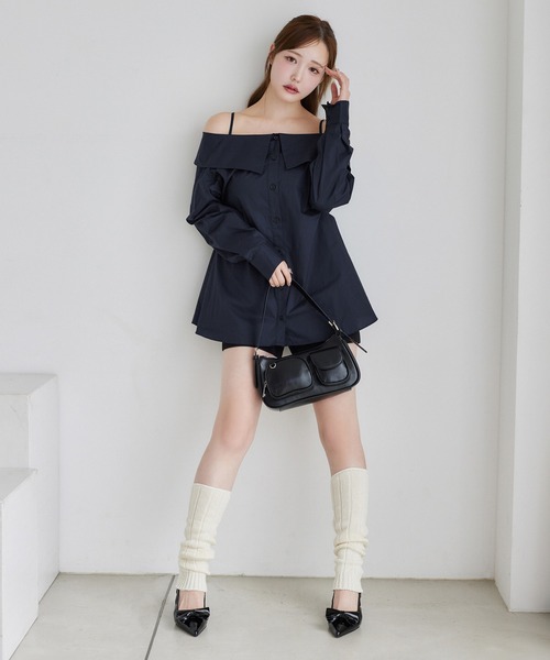 ブラウス シャツ オフショル5分袖マルチWAYシャツ レディース one after another NICE CLAUP ブラウス シャツ マルチway