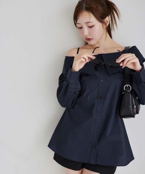 ブラウス シャツ オフショル5分袖マルチWAYシャツ レディース one after another NICE CLAUP ブラウス シャツ マルチway