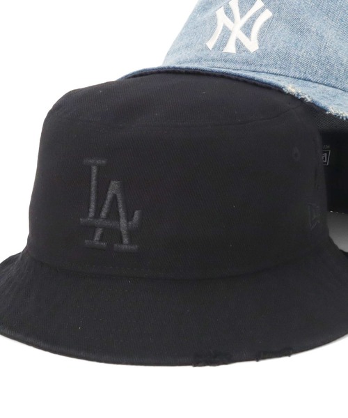 レア】ニューエラ NEW ERA バケハ デニム ダメージ 無地 X-XL