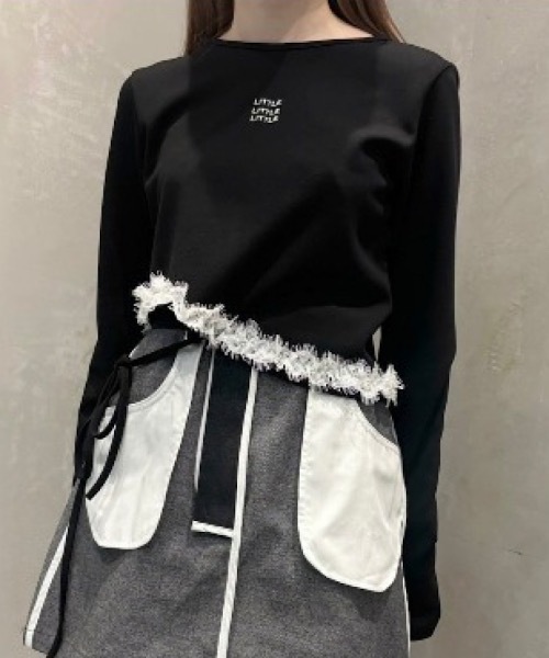 tシャツ カッティングフリルロングスリーブTEE レディース