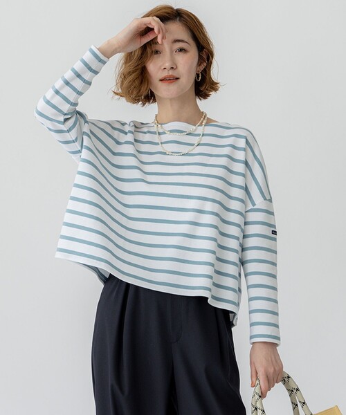 tシャツ 「洗える」Armor-lux スムース クロップド  ボーダー カットソー レディース 23区 tシャツ 「洗える」Armor-lux スムース クロップド