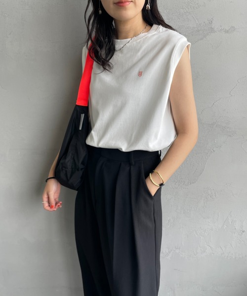 tシャツ 「UNIVERSAL OVERALL/ユニバーサルオーバーオール」 別注 ワンポイントロゴ刺繍 ノースリーブカットソー レディース UNIVERSAL OVERALL tシャツ 「UNIVERSAL OVERALL/ユニバーサル