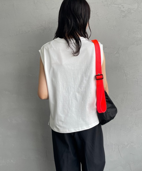 tシャツ 「UNIVERSAL OVERALL/ユニバーサルオーバーオール」 別注 ワンポイントロゴ刺繍 ノースリーブカットソー レディース UNIVERSAL OVERALL/ユニバーサルオーバーオール] 別注 ワン