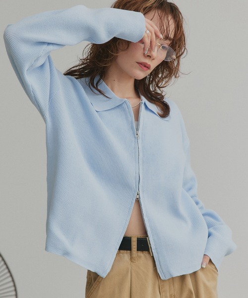 ad thie（アドティエ） カーディガン ダブルジップ ポロニット