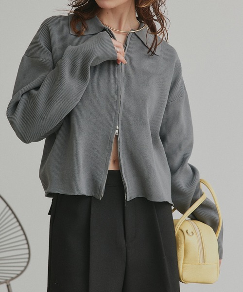 ad thie（アドティエ） カーディガン ダブルジップ ポロニット