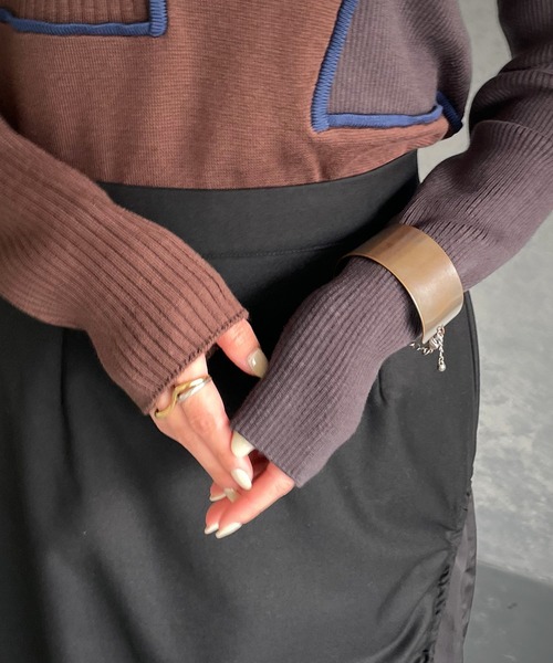 「&g'aime」 長袖ニット FREE チャコール レディース_画像3