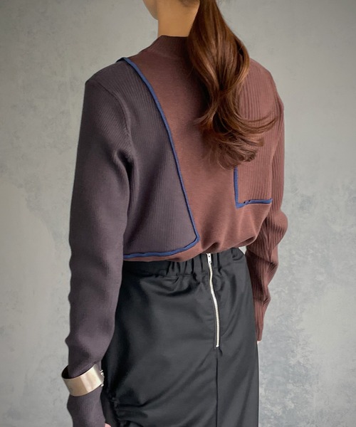 「&g'aime」 長袖ニット FREE チャコール レディース_画像4