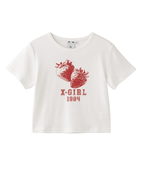 国内配送★X-girl★STRAWBERRY LOGO BABY TOP 2色 チビT X-girl tシャツ STRAWBERRY LOGO BABY TOP レディース