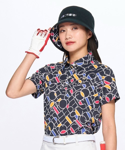 tシャツ カラーブロック総柄半袖シャツ レディース
