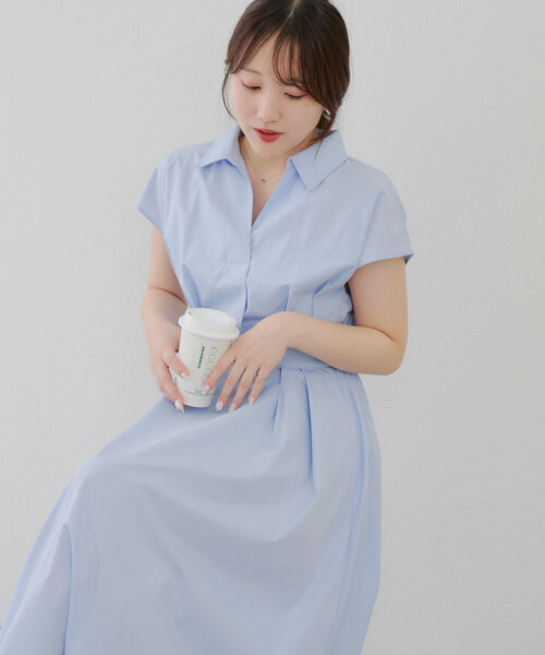 【3色】スキッパー☆ワンピース Aライン ミモレ 半袖 シンプル 楽天市場】【半額クーポン対象】【入荷済み】2Way スキッパー