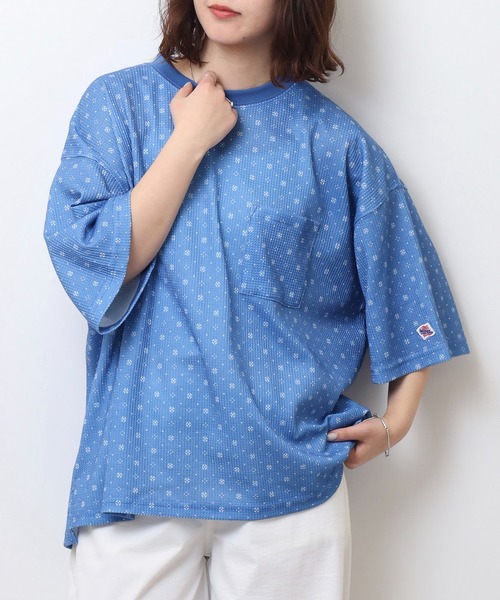 ASKYURSELF 半袖ニットシャツ　ワッフル生地　ゲームシャツ JEMORGAN（ジェーイーモーガン） tシャツ 総柄ワッフル 半袖ポケT