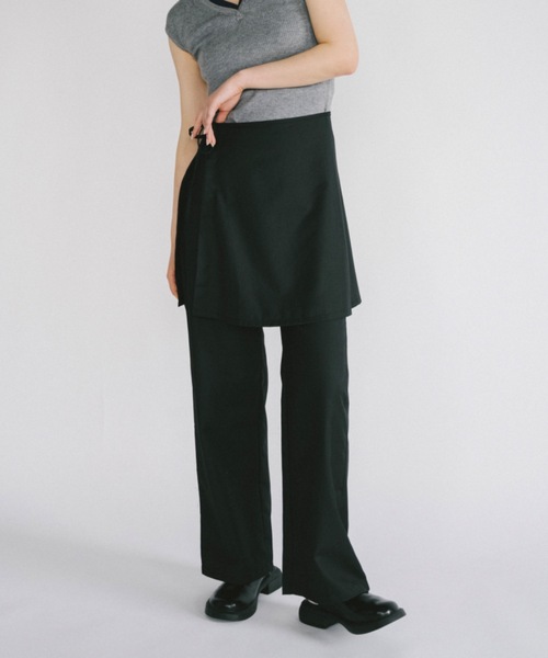 duei スラックス パンツ スカートレイヤードパンツ レディース  