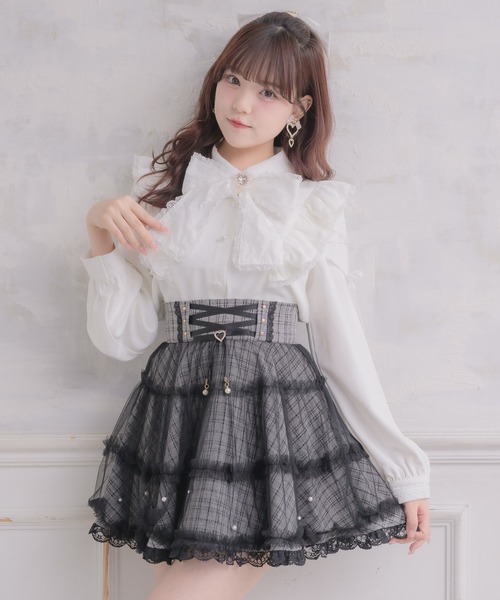 ROJITA（ロジータ） スカート フロントレースアップチュールパール