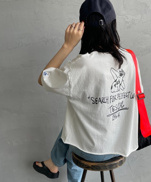 tシャツ 「THE ENDLESS SUMMER/エンドレスサマー」 別注 手書き風ロゴ BUHIバックプリント カットオフTシャツ レディース