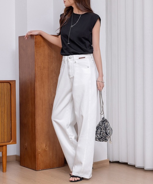 PASSIONE　ホワイト ワイドデニム パンツ 40サイズ　試着のみ　美品 DAY CLOSET ワイドパンツ ジーンズ デニム デニムパンツ 「大きい