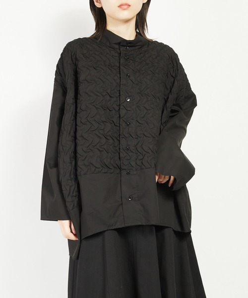 gomme（ゴム） ブラウス シャツ 収縮キルト ヘムチェンジブラウス