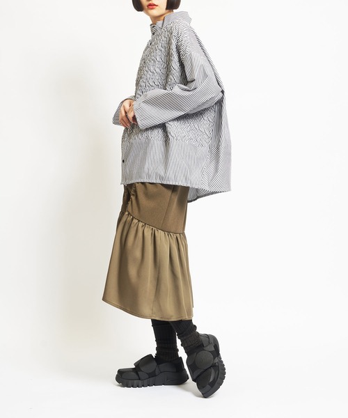 gomme（ゴム） ブラウス シャツ 収縮キルト ヘムチェンジブラウス