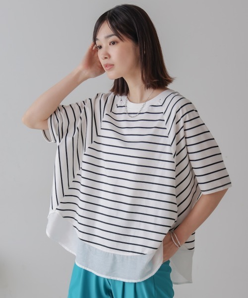 tシャツ ドライコットンラグラン切替プルオーバー レディース