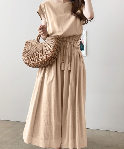 BLANC FICELLE ワンピース 半袖 フレンチスリーブ ワンピース