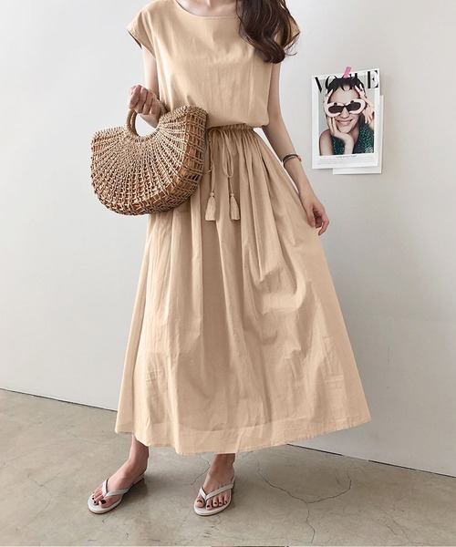 BLANC FICELLE ワンピース 半袖 フレンチスリーブ ワンピース