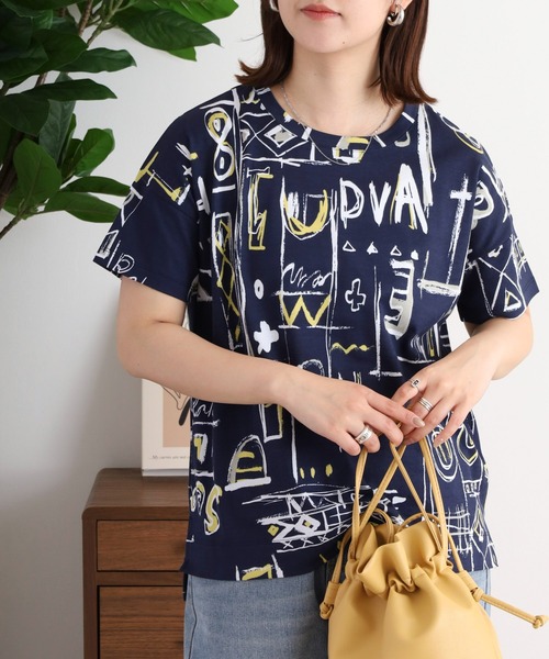 tシャツ BRODIAEA 総柄半袖Tシャツ「日本製」 レディース