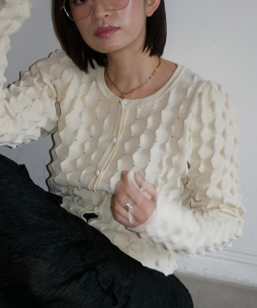 HONEY MI HONEY（ハニーミーハニー） カーディガン spiky knit puff
