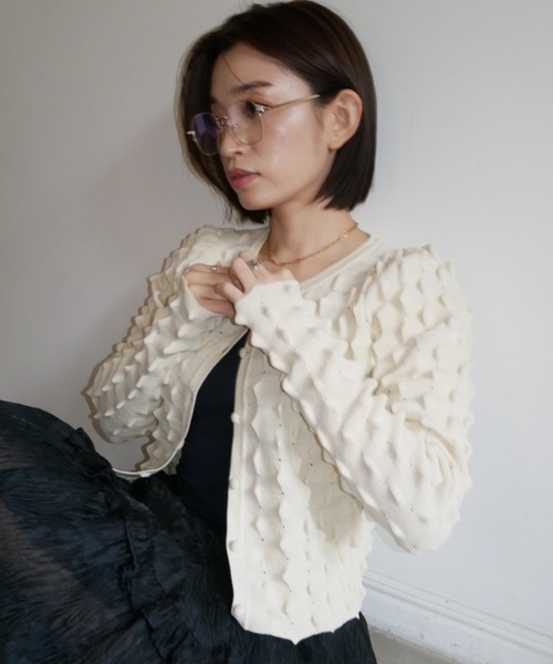 HONEY MI HONEY（ハニーミーハニー） カーディガン spiky knit puff
