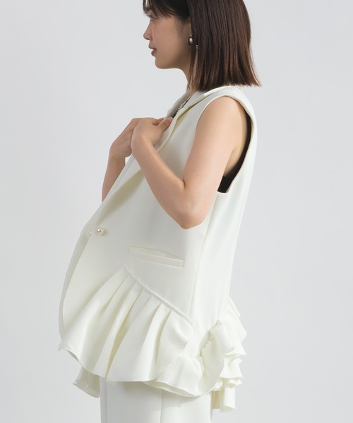 PICCIN PERLA ベスト ジレ 「セットアップ可能」アシンメトリーフリル
